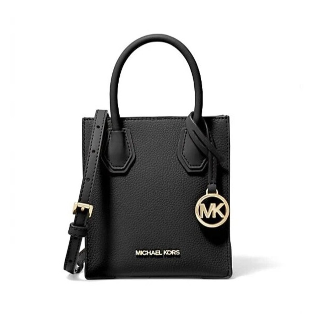 Michael Kors Mercer XS Shopper Leather Crossbody Bag $298 (Black/Gold Tone) - Picture 1 of 8